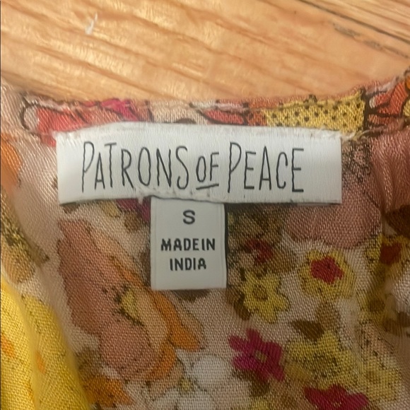 Patrons of Peace Pink and Yellow Ruffled Crop Blouse - Picture 2 of 2